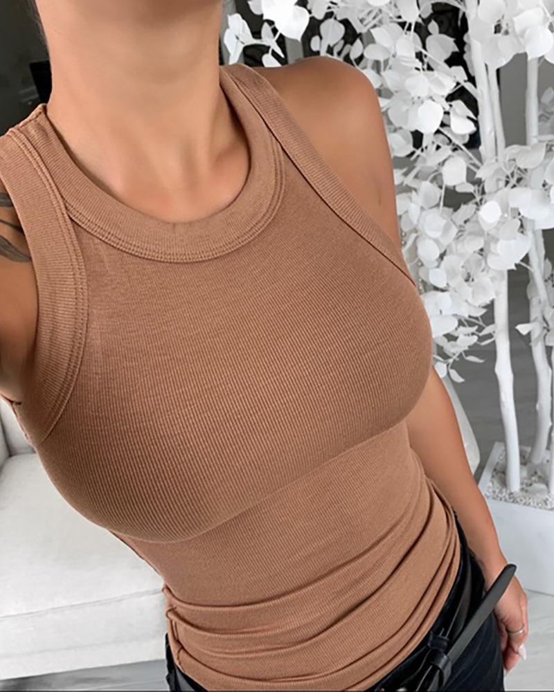 Frauen Solide Rundhals Rippen  – Tank Top Ribbed Bewertung und Preis